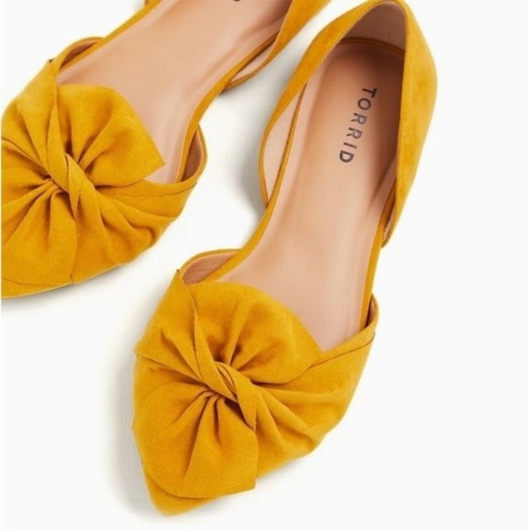 torrid Shoes - Torrid D’Orsay Flats Yellow Suede Pointed Twist 11WW